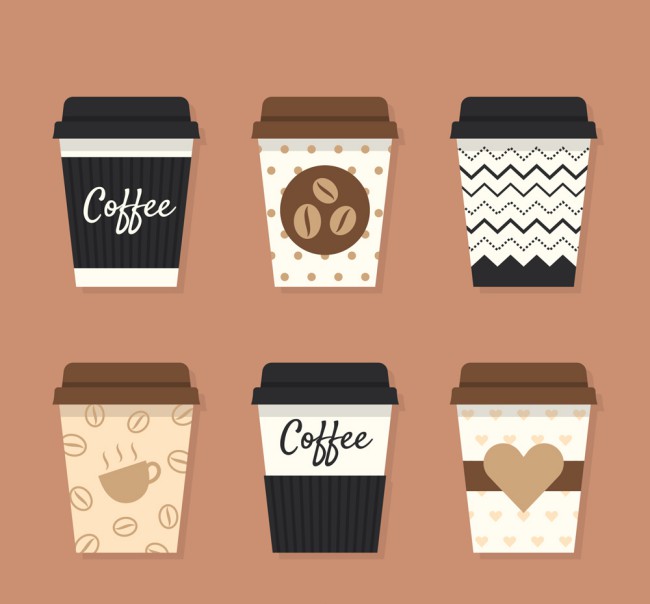 6款创意外卖咖啡矢量素材普贤居素材网精选