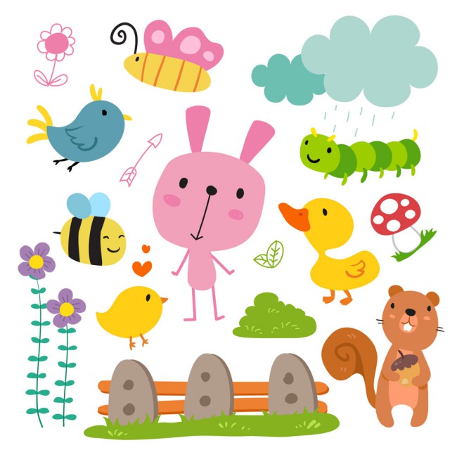 8款可爱卡通动物和昆虫矢量素材16图库网精选