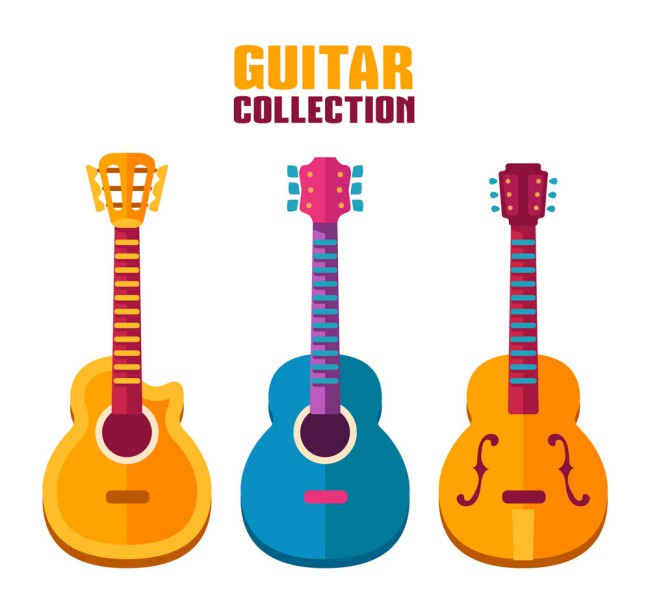 3款彩色吉他设计矢量素材素材中国
