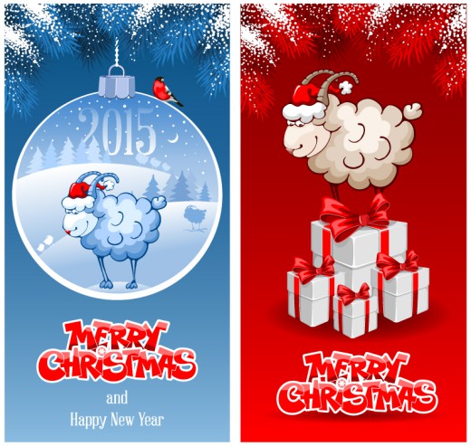 2015卡通羊圣诞banner矢量素材素材