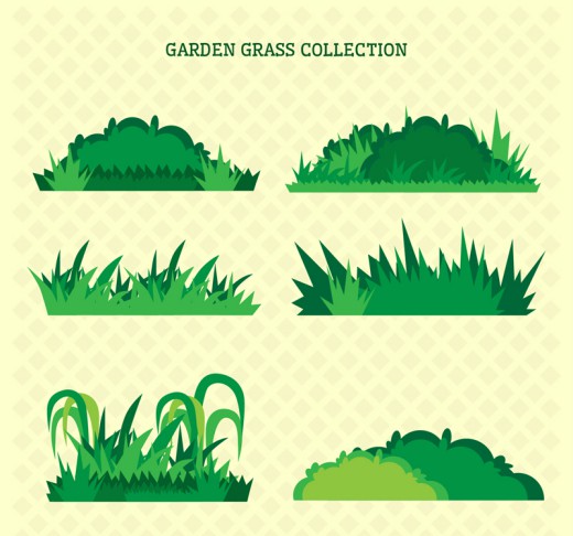 6款绿色草地草丛设计矢量素材16图库网精选