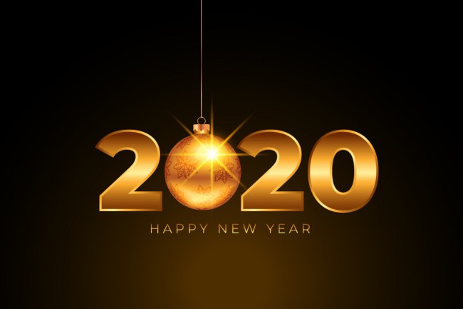 金色2020年新年吊球矢量素材16图库网精选