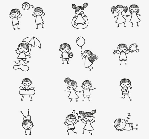 12款手绘玩耍儿童矢量素材素材中国网精选