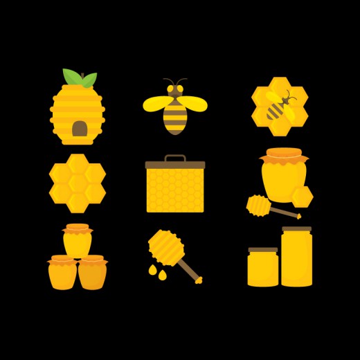9款精美蜂蜜元素图标设计矢量素材素材天下精选