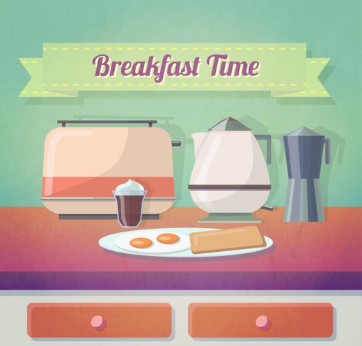 美味早餐插画矢量素材16素材网精选