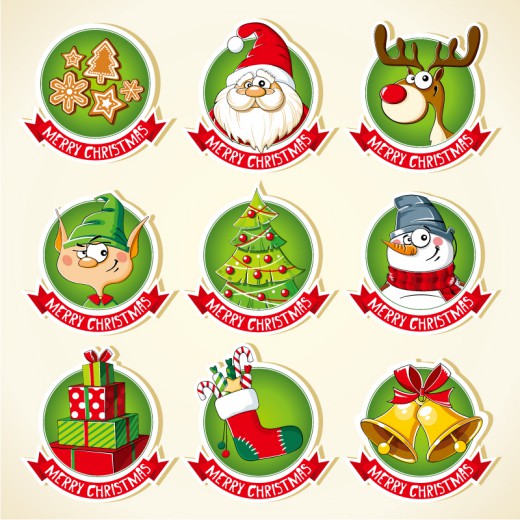 9款圣诞节丝带标签矢量图素材中国网精选