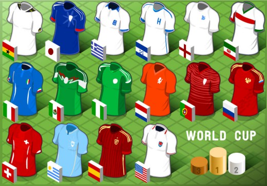 16款世界杯球服设计矢量素材素材中
