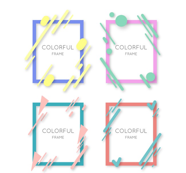 4款彩色长方形框架矢量图普贤居素材网精选