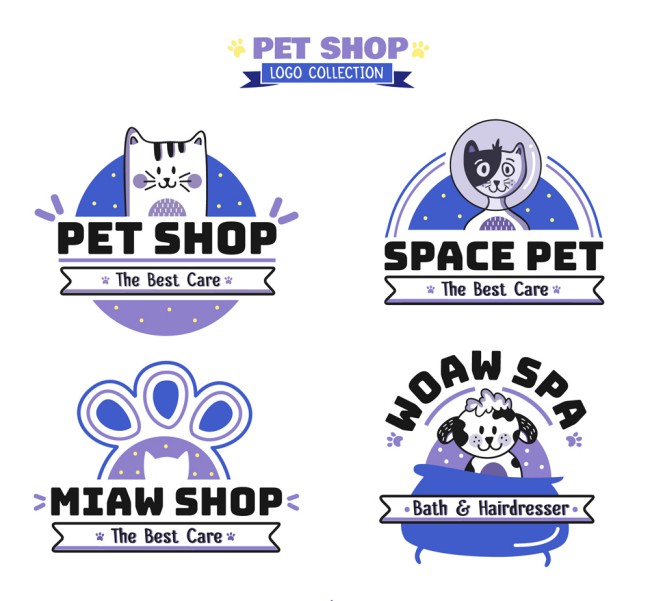 4款蓝色宠物店标志矢量素材素材中国网精选
