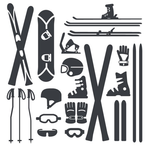 21款滑雪装备设计矢量素材16素材网