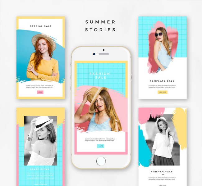 5款时尚女子夏季促销网页矢量素材16素材网精选