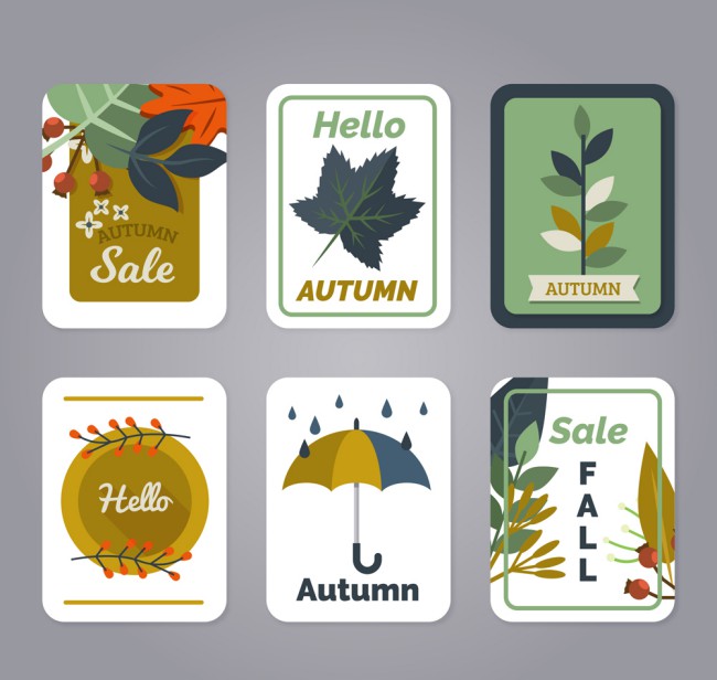 6款创意秋季促销卡片矢量素材16素材网精选