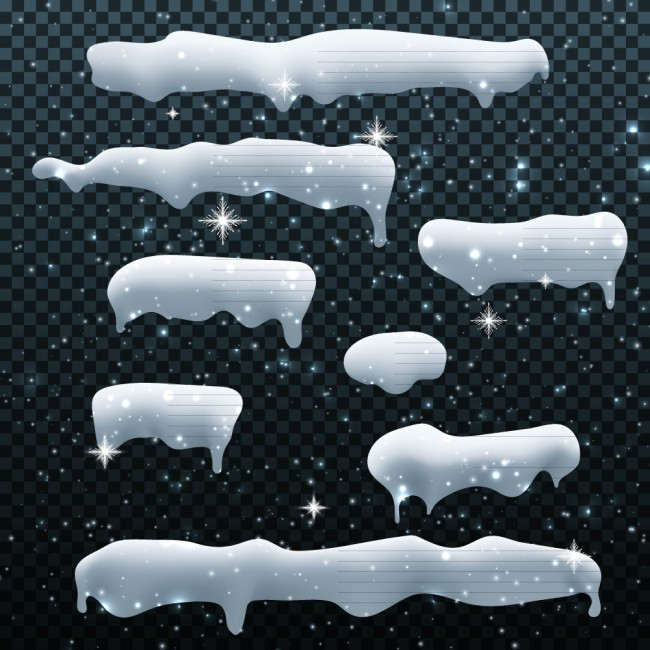 8款白色冬季积雪设计矢量素材16素材网精选