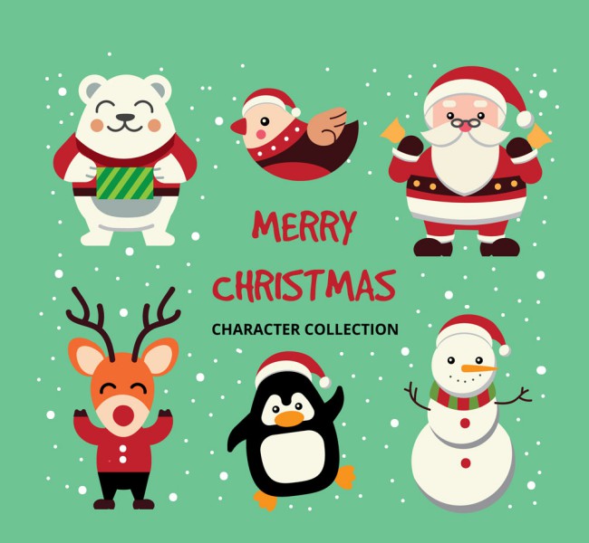 6款快乐圣诞角色矢量素材16图库网精选