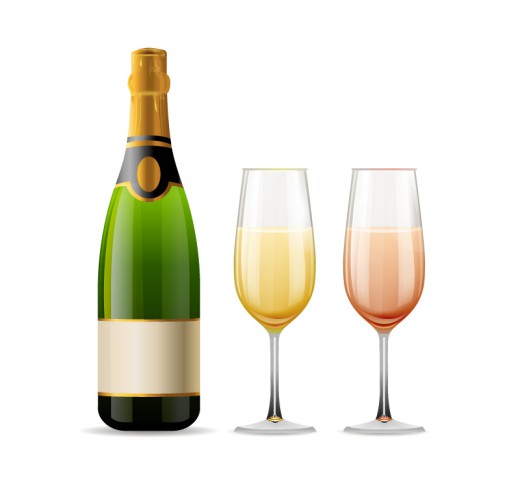 香槟酒与酒杯矢量素材16设计网精选