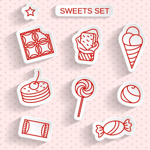 9款美味甜品贴纸矢量素材普贤居素材网精选