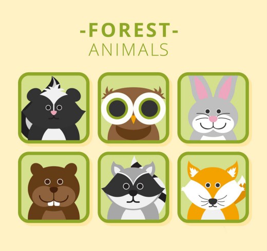 6款呆萌森林动物头像矢量素材16图库网精选