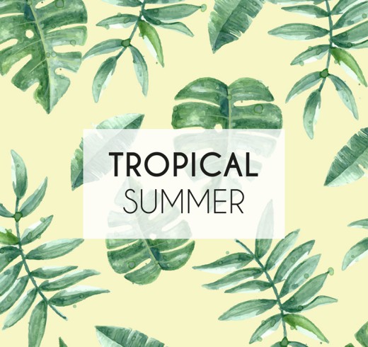夏季热带树叶无缝背景矢量素材16设计网精选