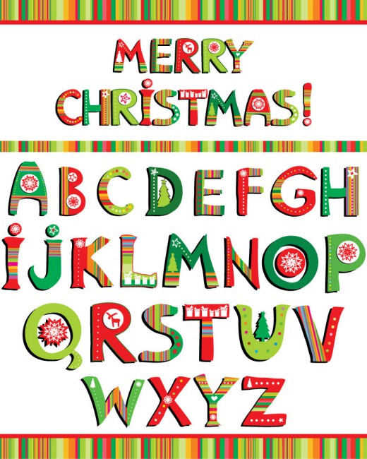 26个圣诞英文字母设计矢量图16素材网精选