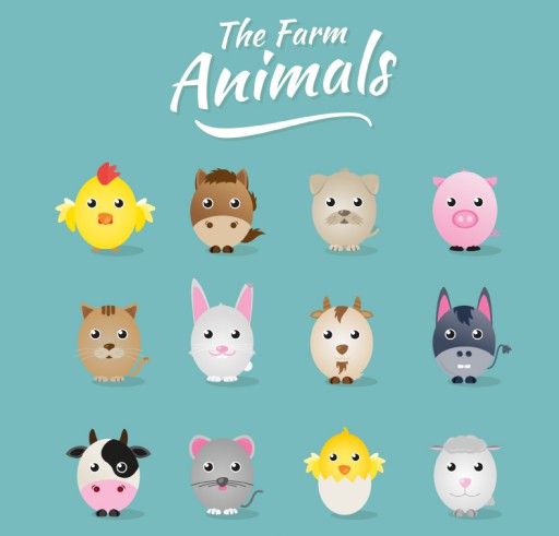 12款卡通农场动物矢量素材16素材网