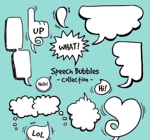 12款手绘漫画风格语言气泡矢量素材普贤居素材网精选