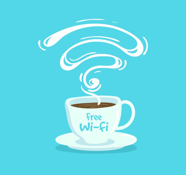 创意热咖啡和免费无线网矢量素材16