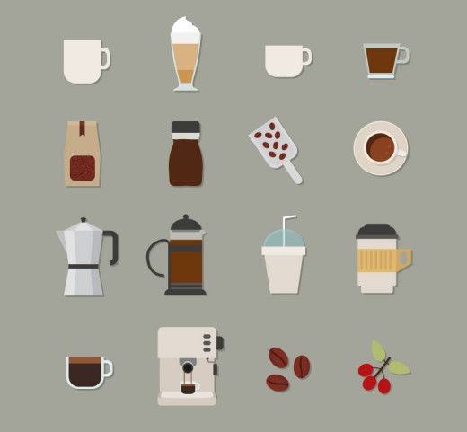 16款咖啡元素图标矢量素材16图库网精选