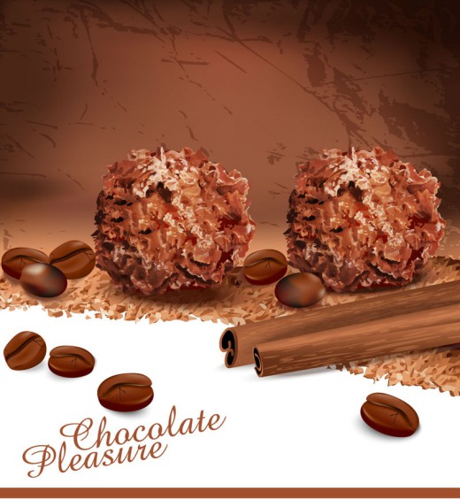 美味巧克力球和咖啡豆矢量素材16设计网精选