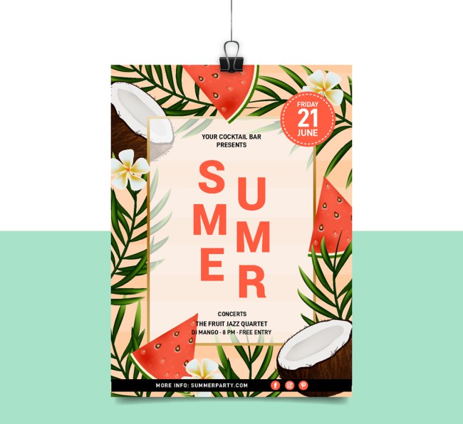 创意蔬果夏季派对海报矢量图16素材网精选