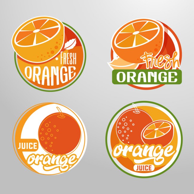 4款创意橙汁标签矢量素材16素材网精选