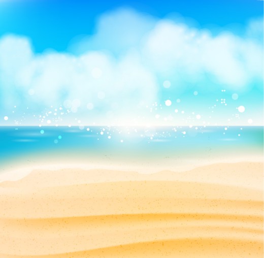 梦幻沙滩大海风景矢量素材16设计网精选