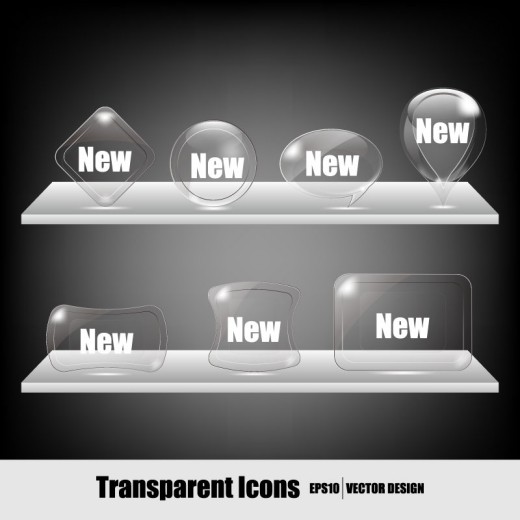 7个透明新品标签矢量素材素材中国