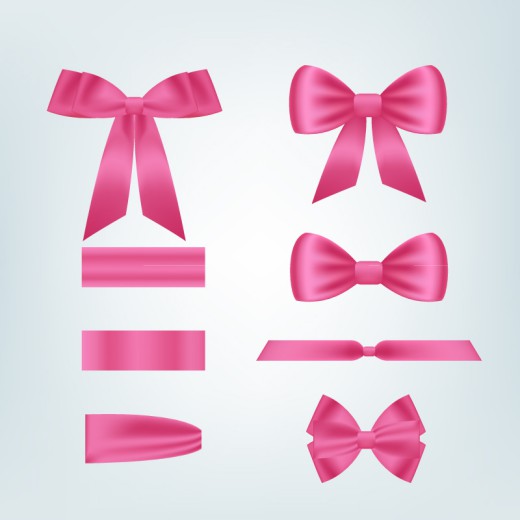 8款粉色丝带与蝴蝶结矢量素材16图库网精选