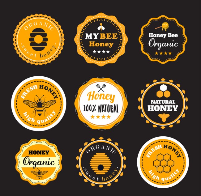 9款创意蜂蜜元素标签矢量素材16设计网精选