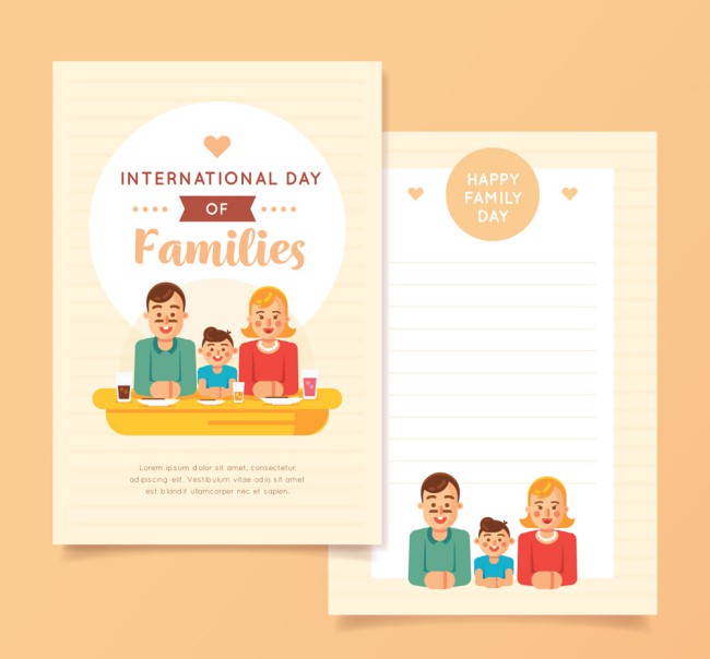 创意国际家庭日三口之家卡片矢量图16设计网精选