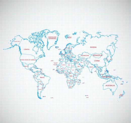 蓝色世界地图矢量素材16设计网精选