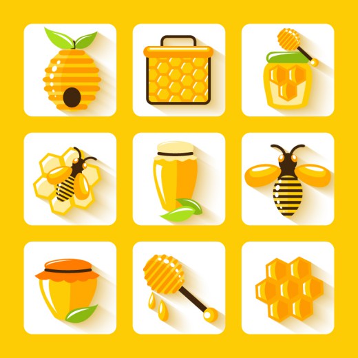 9款精美蜂蜜元素图标矢量素材16图库网精选