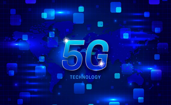 蓝色5G技术海报设计矢量素材普贤居