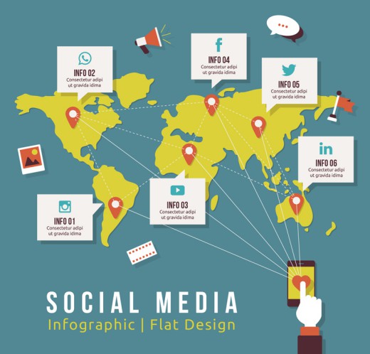 创意手机社会化媒体信息图矢量素材16图库网精选