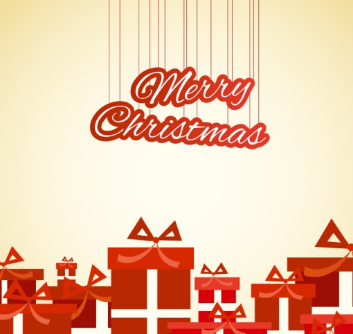 红色圣诞礼盒贺卡矢量素材16设计网精选