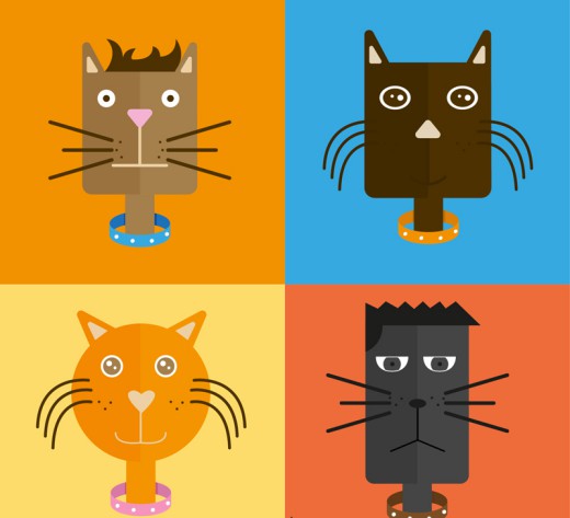 4款创意猫咪头像矢量素材普贤居素材网精选