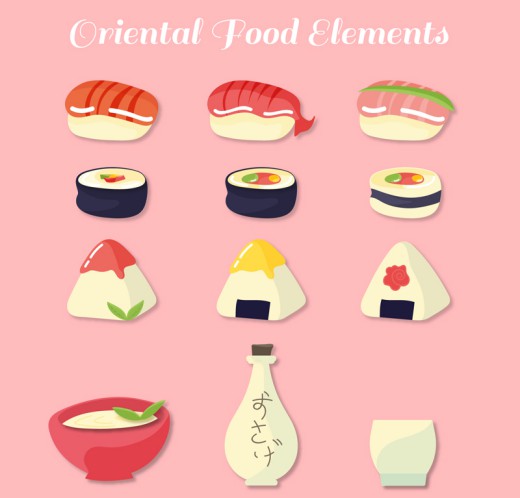 12款创意日本料理矢量素材16素材网