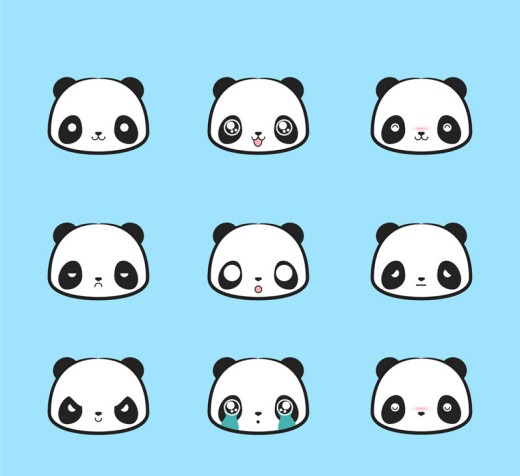 9款可爱熊猫表情头像矢量素材16图库网精选