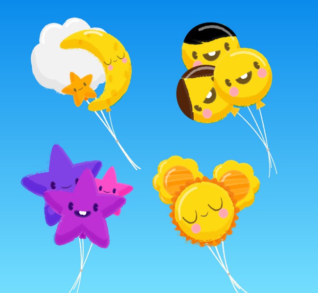 4组可爱表情气球束设计矢量图16图库网精选