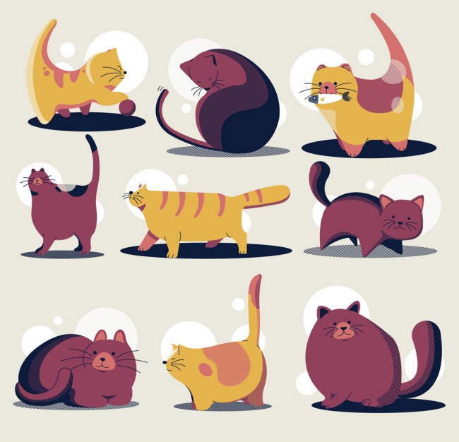 9款卡通猫咪设计矢量素材16图库网精选