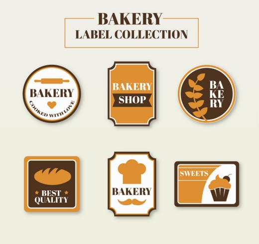 6款创意面包店标签矢量图素材天下精选