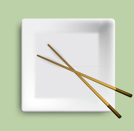 方形餐盘与筷子设计矢量素材普贤居