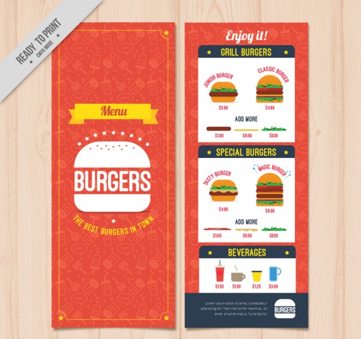 创意汉堡包菜单设计正反面矢量素材16图库网精选