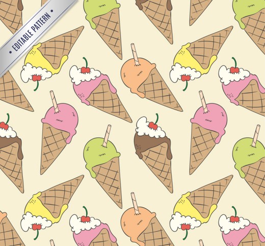 美味冰淇淋无缝背景矢量图16设计网精选