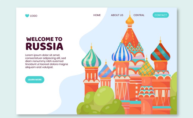 创意俄罗斯旅行网站登陆页矢量素材